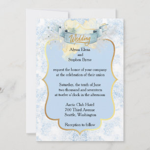 Elegant Blue and White Champagne Wedding Invitation