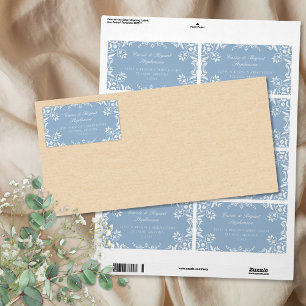 Elegant Blue and White Chic Floral Border Wedding