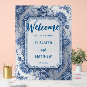 Elegant blue and white Chinoiserie antique Wedding Acrylic Sign