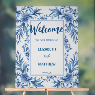 Elegant blue and white Chinoiserie antique Wedding Acrylic Sign