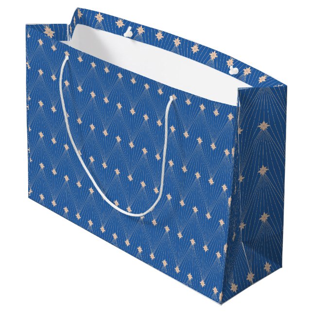 Elegant Blue and White Christmas tree  Large Gift Bag (Back Angled)