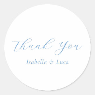 Elegant Blue and White Coastal Chic Wedding Classic Round Sticker