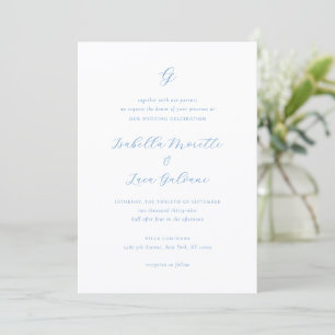 Elegant Blue and White Coastal Chic Wedding Invitation