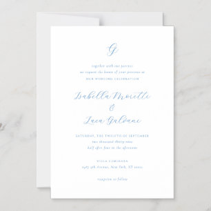 Elegant Blue and White Coastal Chic Wedding Magnetic Invitation