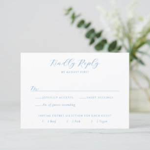 Elegant Blue and White Coastal Chic Wedding RSVP Card