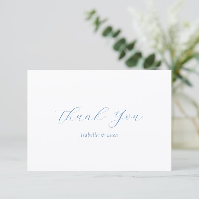 Elegant Blue and White Coastal Chic Wedding Thank You Card (Standing Front)