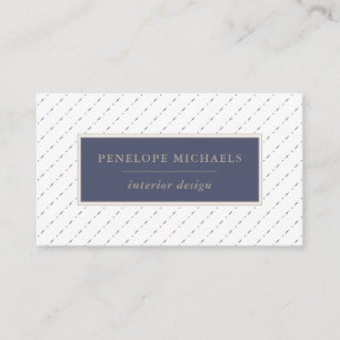 Elegant Blue and White Dots and Dashes Business Card