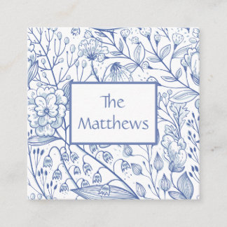 Elegant Blue and White Floral  Enclosure Card