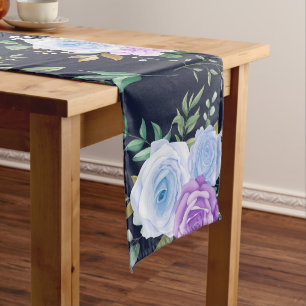 elegant blue and white floral medium table runner