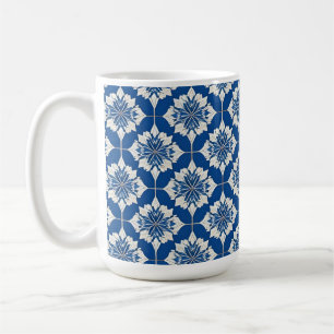Elegant Blue and White Floral Pattern Coffee Mug