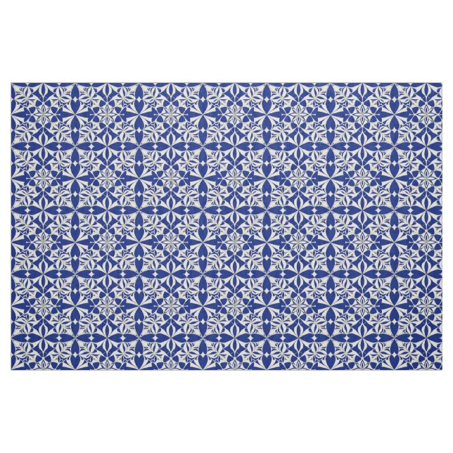 Elegant Blue and White Floral Pattern Fabric (Fat Quarter)