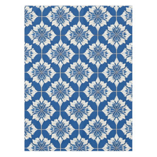 Elegant Blue and White Floral Pattern Tablecloth