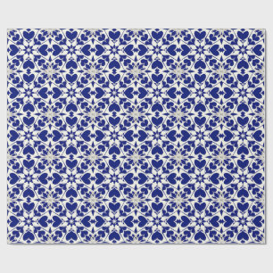 Elegant Blue and White Floral Pattern Wrapping Paper