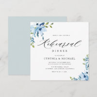 elegant blue and white floral rehearsal dinner