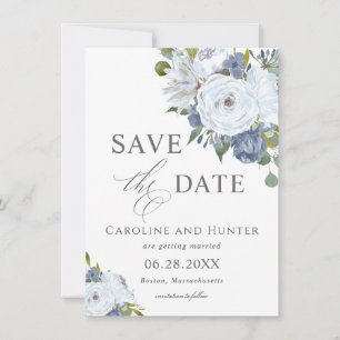Elegant Blue and White Floral Save the Date