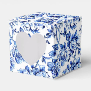 Elegant Blue and White Floral Toile Favour Box