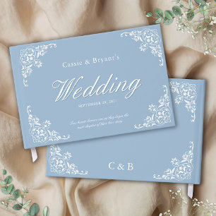 Elegant Blue and White Formal Wedding Guest Book