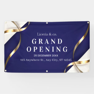 Elegant Blue and White Grand Opening Celebration Banner