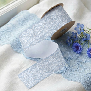 Elegant Blue And White Lace Baby Shower Boy Satin Ribbon