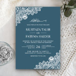 Elegant Blue and White Lace Muslim Wedding Invitation<br><div class="desc">Invite your guests with this elegant wedding invitation featuring beautiful lace design with 'Bismillah' in Arabic calligraphy and modern typography. Simply add your event details on this easy-to-use template to make it a one-of-a-kind invitation.</div>