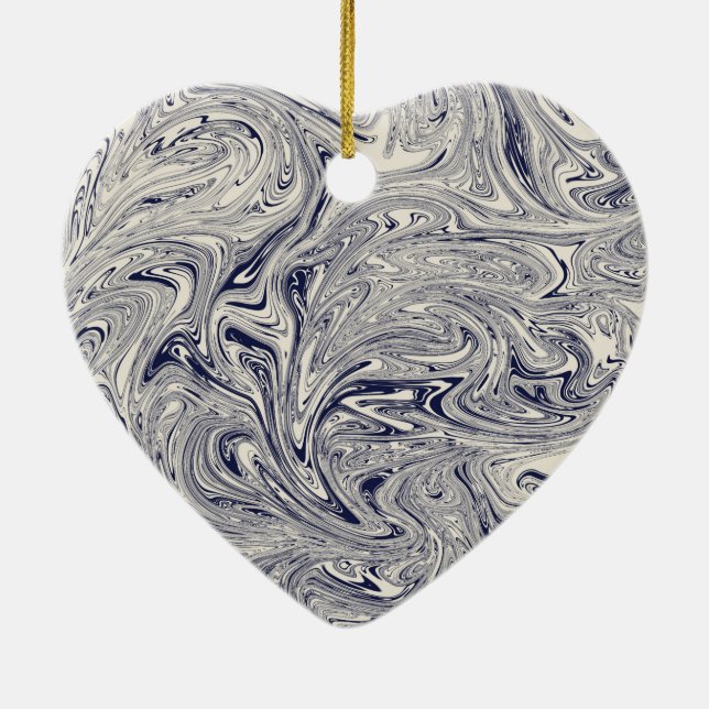 Elegant Blue and White Marble Ceramic Tree Decoration (Back)