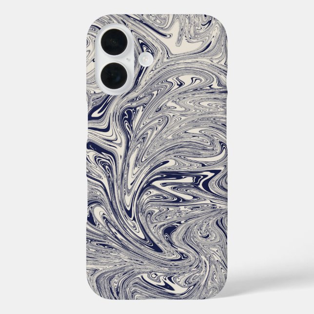 Elegant Blue and White Marble Swirl Case-Mate iPhone Case (Back)