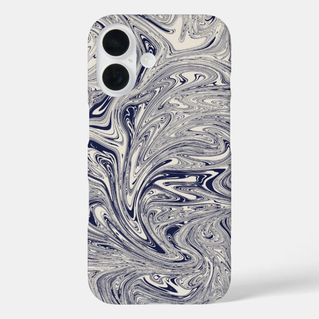 Elegant Blue and White Marble Swirl Case-Mate iPhone Case (Back)