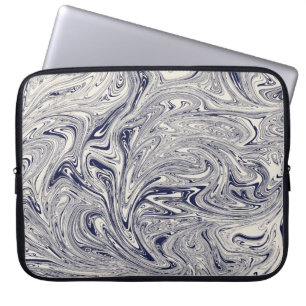 Elegant Blue and White Marble Swirl Laptop Sleeve