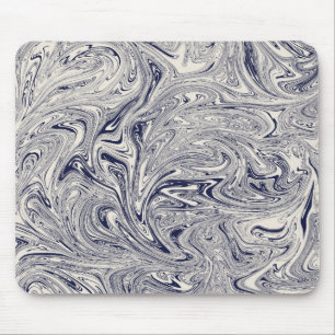 Elegant Blue and White Marble Swirl Mouse Mat