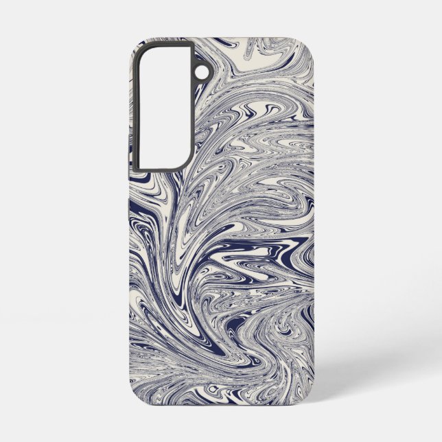 Elegant Blue and White Marble Swirl Samsung Galaxy S22 Case (Back)