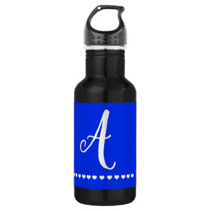 Elegant Blue and White Monogram Initial  532 Ml Water Bottle