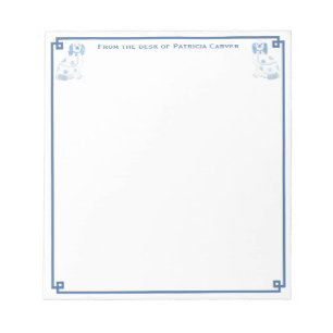 Elegant Blue And White Pottery Dogs Desk Notepad