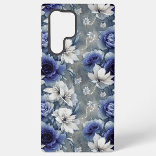 Elegant Blue and White Roses and Lilies  Samsung Galaxy Case