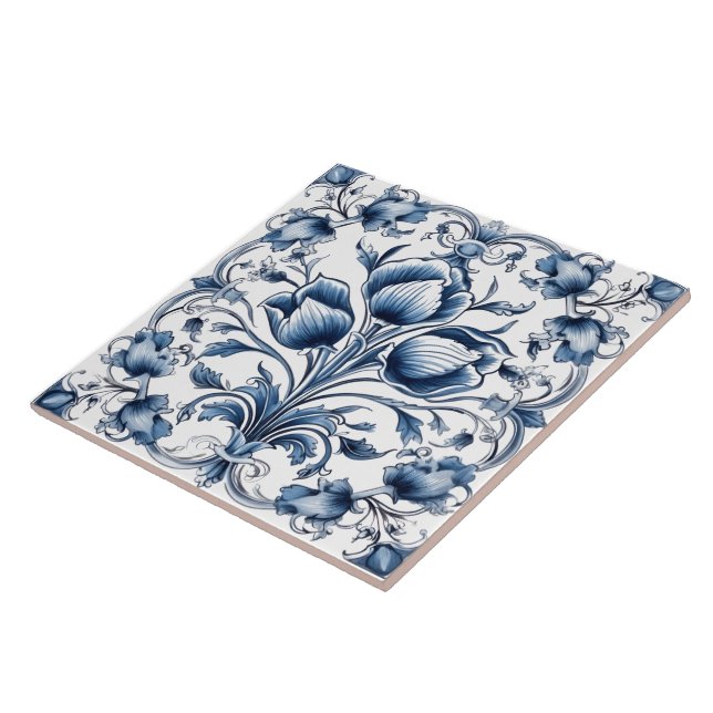 Elegant Blue and White Rustic Azulejo Tile Design (Side)