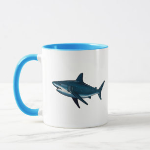 Elegant blue and white shark fish mug