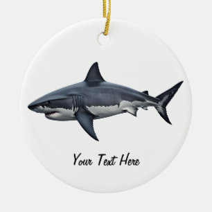 Elegant blue and white shark fish Personalised Ceramic Tree Decoration