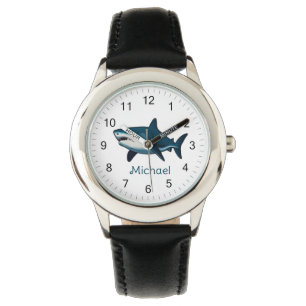 Elegant blue and white shark fish Personalised Watch