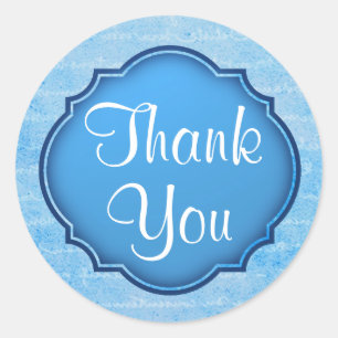 Elegant Blue and White Thank You Sticker