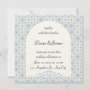 Elegant Blue and White Wedding Invitation