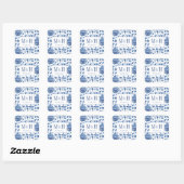 Elegant Blue And White Wedding Monogram Favour Square Sticker (Sheet)