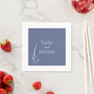 Elegant Blue and White Wedding Napkin