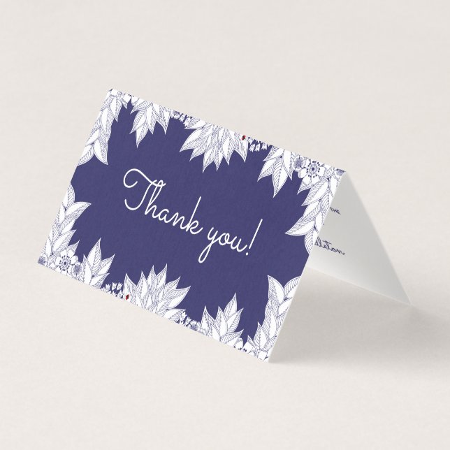 Elegant Blue and White Wedding Thank you (Front)