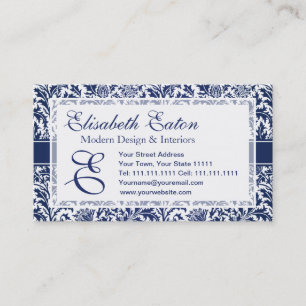 Elegant Blue and White William Morris Floral Business Card