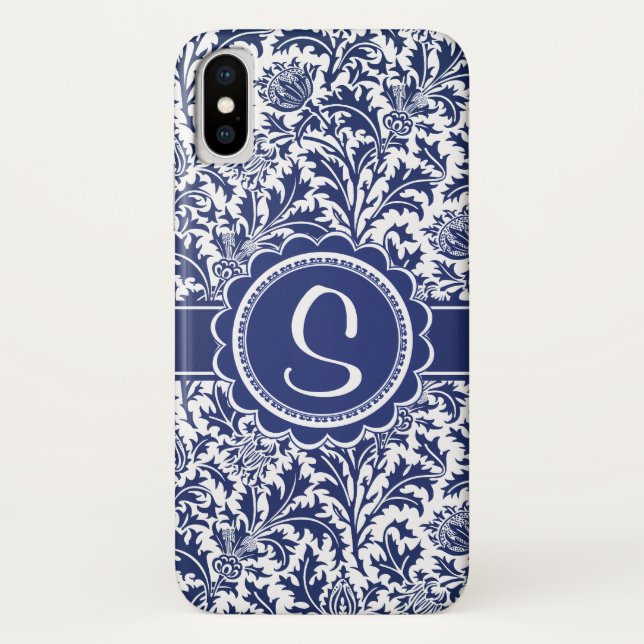 Elegant Blue and White William Morris Floral Case-Mate iPhone Case (Back)