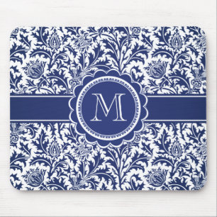Elegant Blue and White William Morris Floral Mouse Mat
