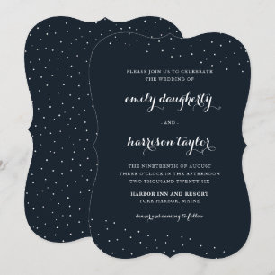 Elegant Blue and White with Delicate Dots Wedding Invitation
