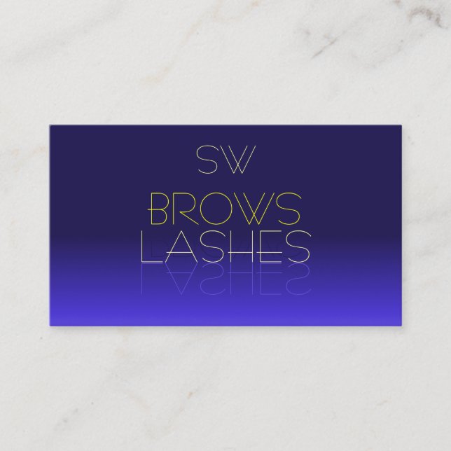 Elegant Blue and Yellow Mirror Letters Monogram Business Card (Front)