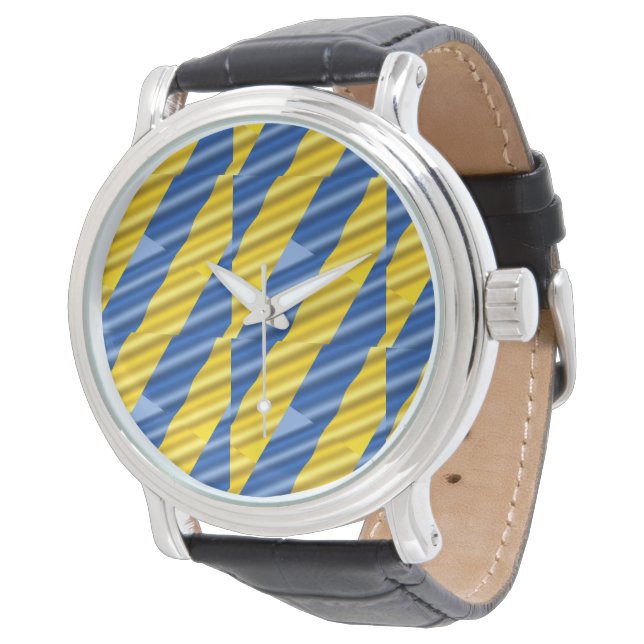 Elegant Blue and Yellow Peace Ukraine Inspirations Watch (Angled)