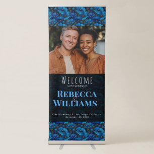 Elegant Blue Anemones Charm Barn Wedding Retractable Banner