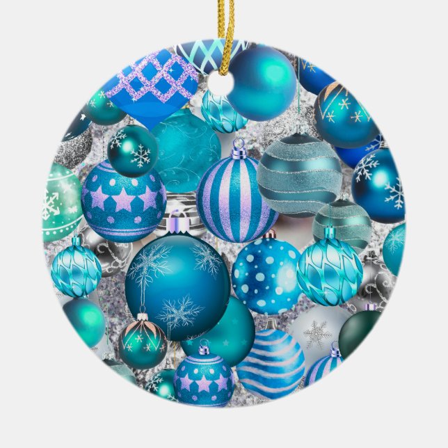 Elegant blue aqua Christmas ornaments holidays (Front)